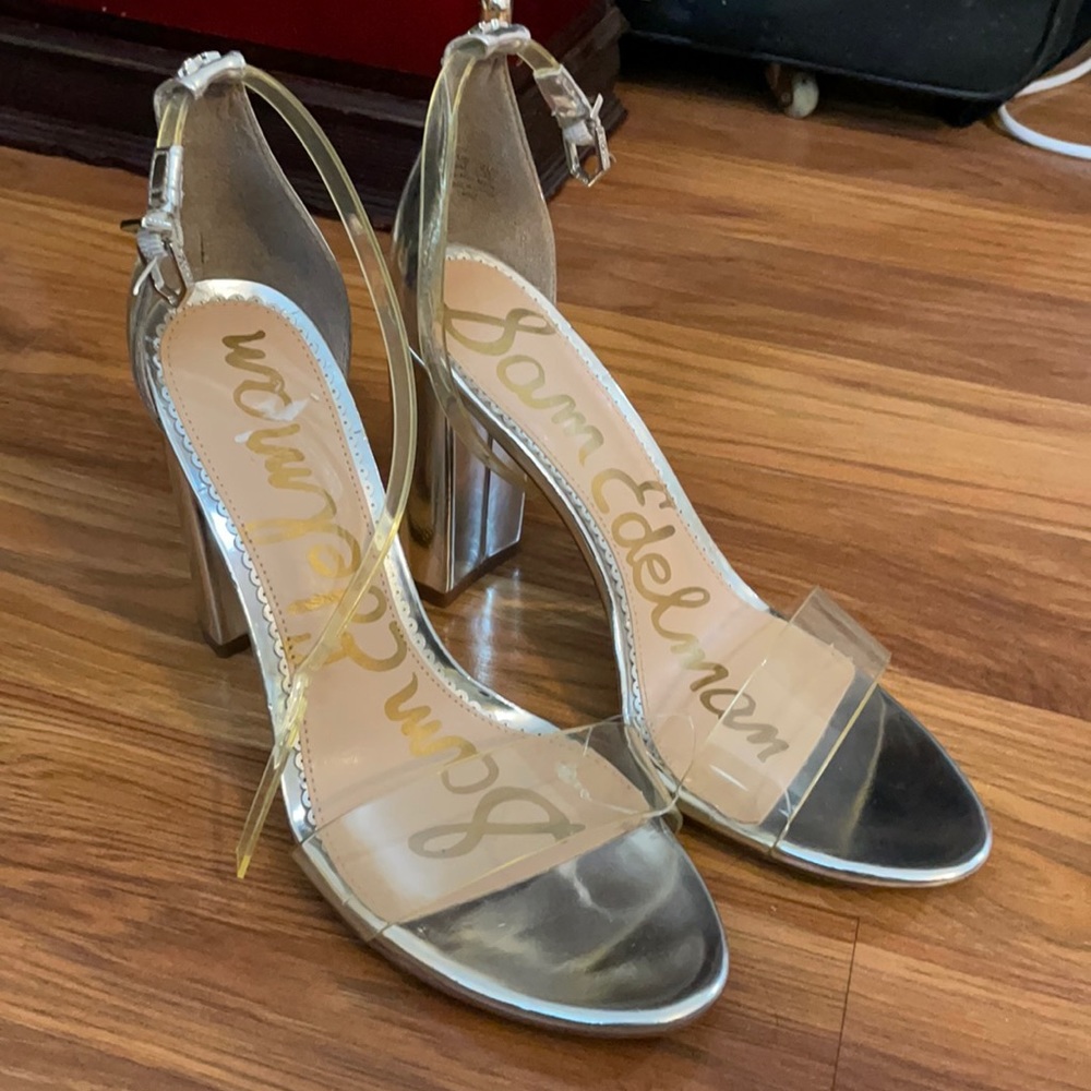 Sam Edelman clear and silver heels